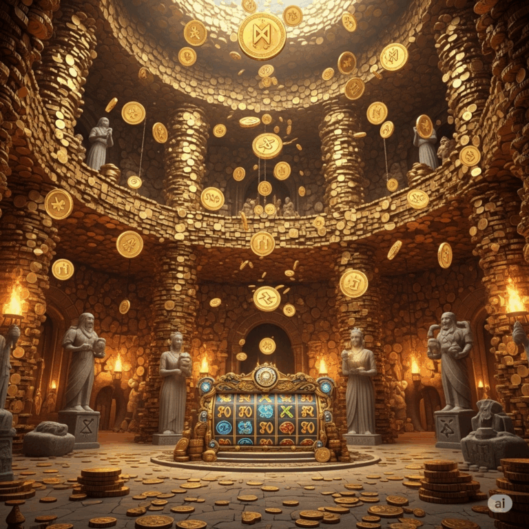 Slot dengan latar aula koin berbicara